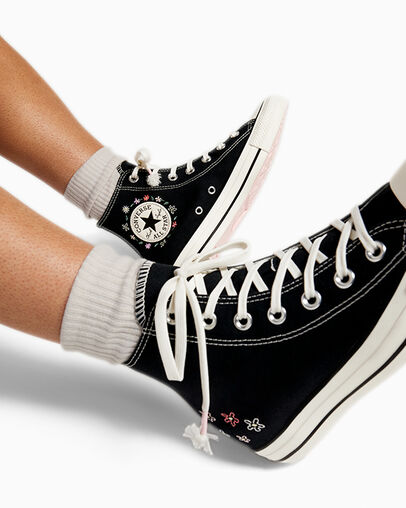 Black Converse Chuck Taylor All Star Embroidered Little Women Sneakers Canada | C-36972809