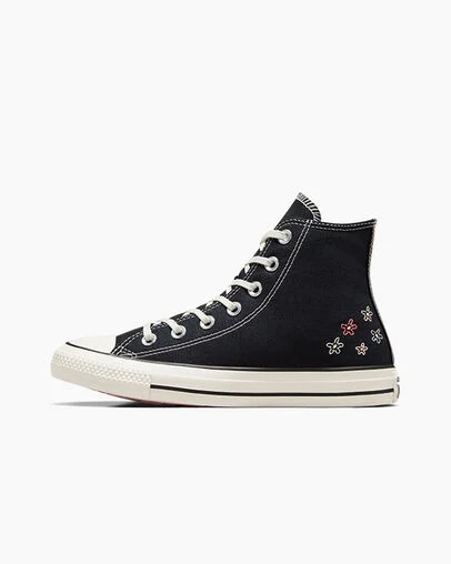 Black Converse Chuck Taylor All Star Embroidered Little Women Sneakers Canada | C-36972809