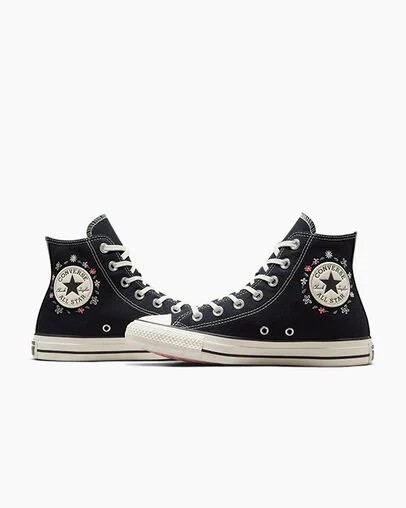 Black Converse Chuck Taylor All Star Embroidered Little Women Sneakers Canada | C-36972809