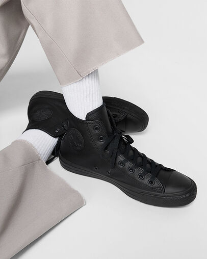 Black Converse Chuck Taylor All Star Leather Men Sneakers Canada | C-39764859