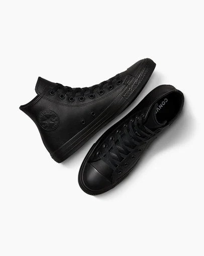 Black Converse Chuck Taylor All Star Leather Men Sneakers Canada | C-29180749