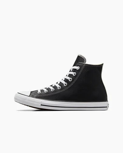 Black Converse Chuck Taylor All Star Leather Men Sneakers Canada | C-62193809