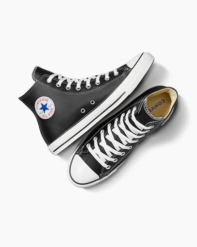 Black Converse Chuck Taylor All Star Leather Men Sneakers Canada | C-62193809