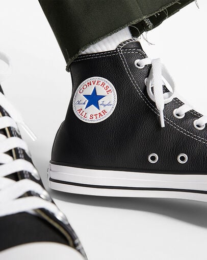 Black Converse Chuck Taylor All Star Leather Men Sneakers Canada | C-62193809