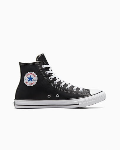 Black Converse Chuck Taylor All Star Leather Men Sneakers Canada | C-62193809