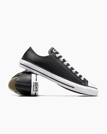 Black Converse Chuck Taylor All Star Leather Men Tennis Shoes Canada | C-76981029