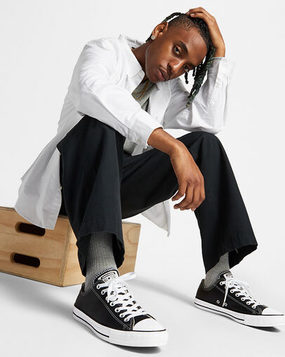 Black Converse Chuck Taylor All Star Leather Men Tennis Shoes Canada | C-76981029