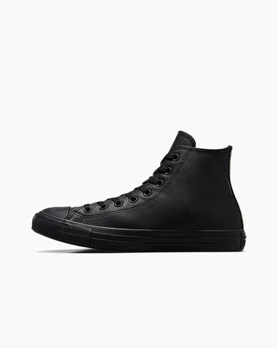 Black Converse Chuck Taylor All Star Leather Women Sneakers Canada | C-75314829