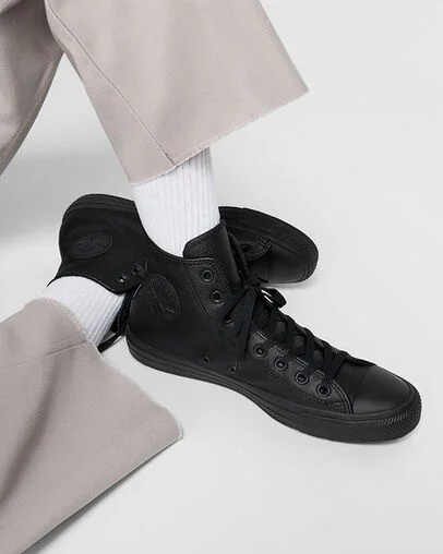 Black Converse Chuck Taylor All Star Leather Women Sneakers Canada | C-75314829