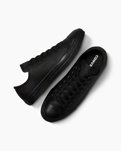 Black Converse Chuck Taylor All Star Leather Women Tennis Shoes Canada | C-79456809