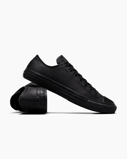 Black Converse Chuck Taylor All Star Leather Women Tennis Shoes Canada | C-79456809