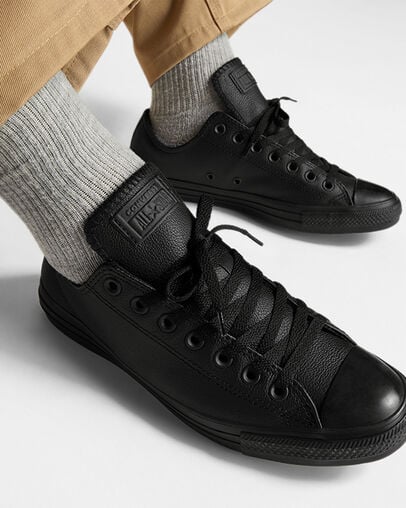 Black Converse Chuck Taylor All Star Leather Women Tennis Shoes Canada | C-79456809
