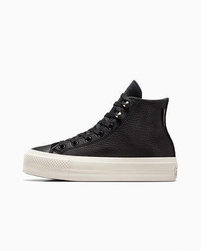 Black Converse Chuck Taylor All Star Lift Platform Water Repellent Leather Women Boots Canada | C-96125349