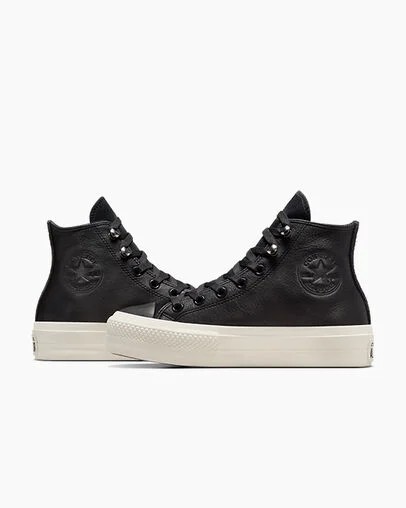 Black Converse Chuck Taylor All Star Lift Platform Water Repellent Leather Women Boots Canada | C-96125349