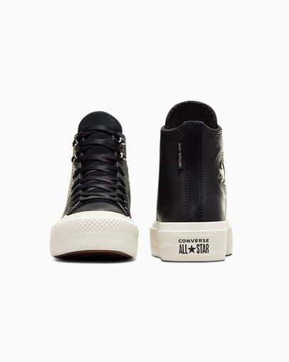 Black Converse Chuck Taylor All Star Lift Platform Water Repellent Leather Women Boots Canada | C-96125349