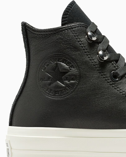 Black Converse Chuck Taylor All Star Lift Platform Water Repellent Leather Women Boots Canada | C-96125349