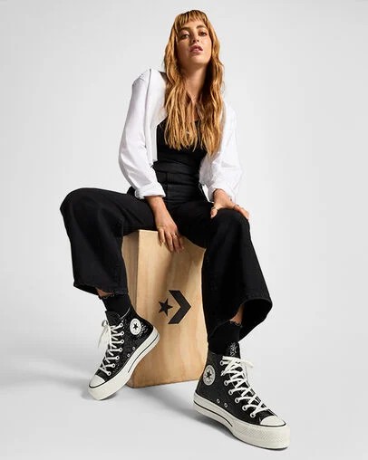Black Converse Chuck Taylor All Star Lift Women Platform Shoes Canada | C-78452619