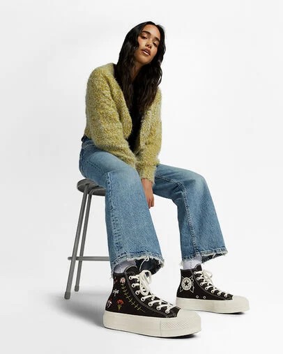 Black Converse Chuck Taylor All Star Lift Women Platform Shoes Canada | C-47695289