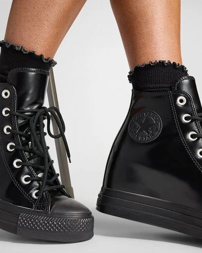 Black Converse Chuck Taylor All Star Wedge Women Platform Shoes Canada | C-28154969