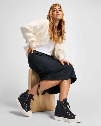 Black Converse Chuck Taylor All Star Wedge Women Platform Shoes Canada | C-60437829