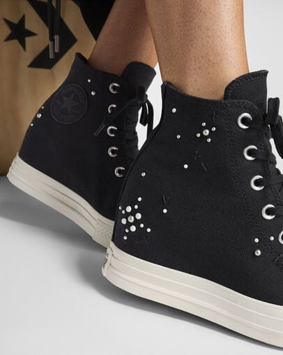 Black Converse Chuck Taylor All Star Wedge Women Platform Shoes Canada | C-60437829