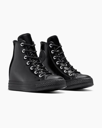 Black Converse Chuck Taylor All Star Wedge Women Platform Shoes Canada | C-89274609