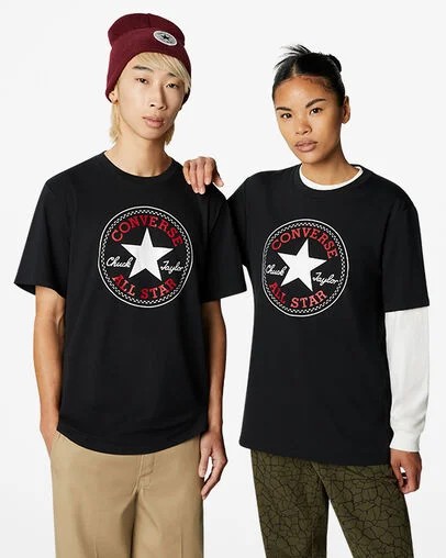 Black Converse Go-To All Star Patch Standard-Fit Men T Shirts Canada | C-09653489