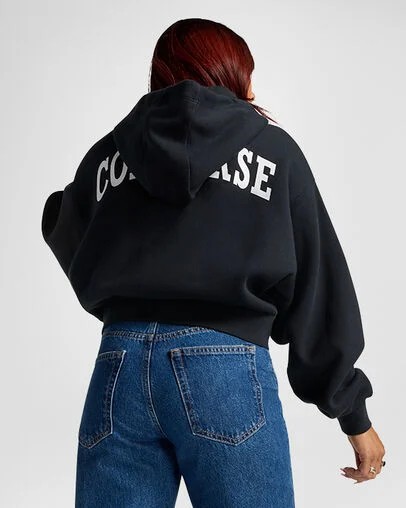 Black Converse Retro Full-Zip Women Hoodie Canada | C-60824539