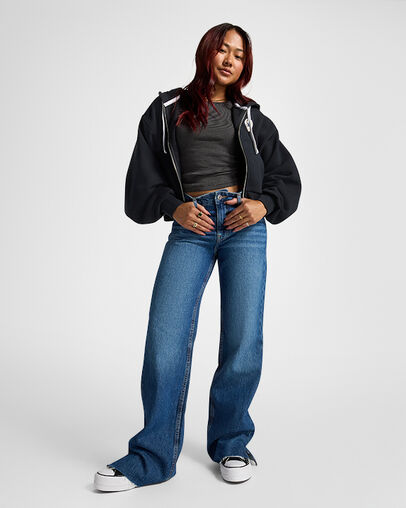 Black Converse Retro Full-Zip Women Hoodie Canada | C-60824539
