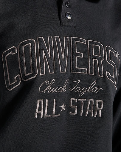 Black Converse Retro Polo Crew Women Polo Shirts Canada | C-94817509