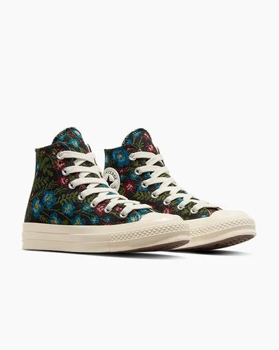 Black / Beige White Converse Chuck 70 Floral Tapestry Women Sneakers Canada | C-20863519