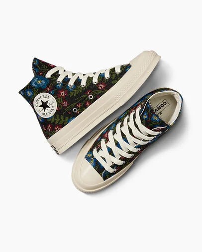 Black / Beige White Converse Chuck 70 Floral Tapestry Women Sneakers Canada | C-20863519