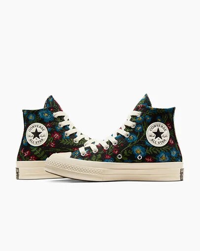 Black / Beige White Converse Chuck 70 Floral Tapestry Women Sneakers Canada | C-20863519