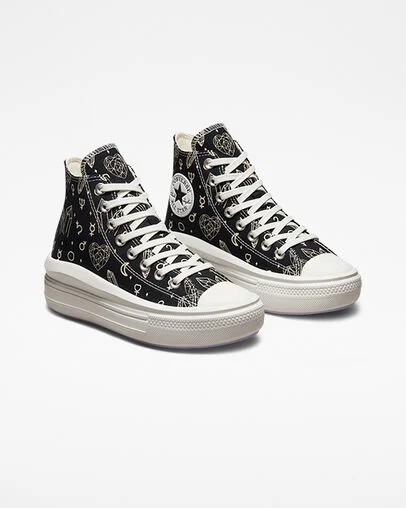 Black / Beige White Converse Chuck Taylor All Star Move Women Platform Shoes Canada | C-21056739