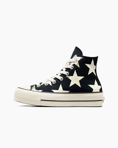 Black / Beige White Converse Chuck Taylor All Star Lift Large Stars Women Sneakers Canada | C-27954369