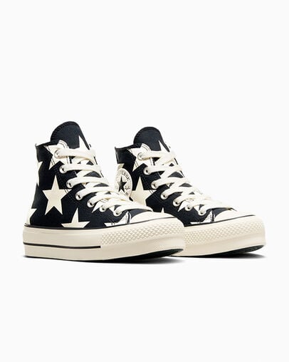 Black / Beige White Converse Chuck Taylor All Star Lift Large Stars Women Sneakers Canada | C-27954369