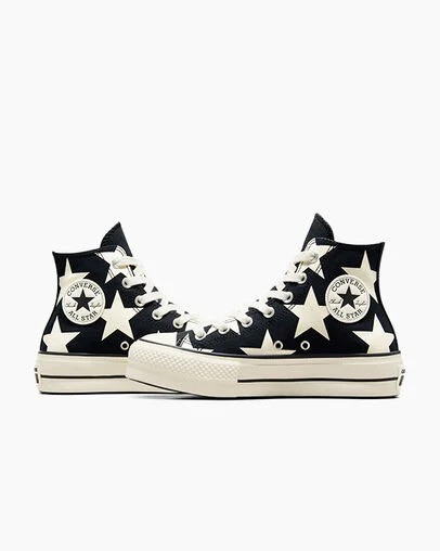 Black / Beige White Converse Chuck Taylor All Star Lift Large Stars Women Sneakers Canada | C-27954369