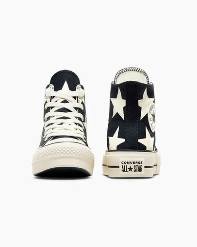 Black / Beige White Converse Chuck Taylor All Star Lift Large Stars Women Sneakers Canada | C-27954369