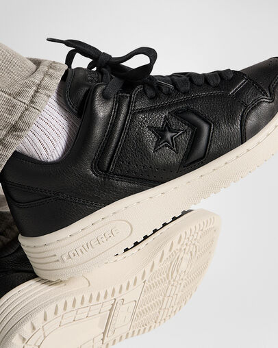 Black / Beige White Converse Weapon Mono Leather Men Basketball Shoes Canada | C-78395029