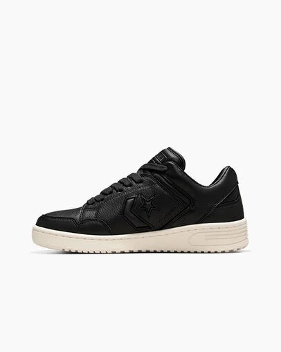 Black / Beige White Converse Weapon Mono Leather Men Basketball Shoes Canada | C-78395029