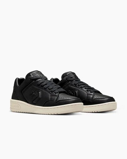 Black / Beige White Converse Weapon Mono Leather Men Basketball Shoes Canada | C-78395029