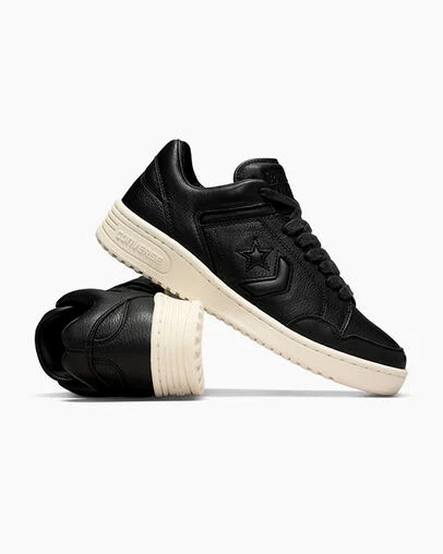 Black / Beige White Converse Weapon Mono Leather Men Basketball Shoes Canada | C-78395029