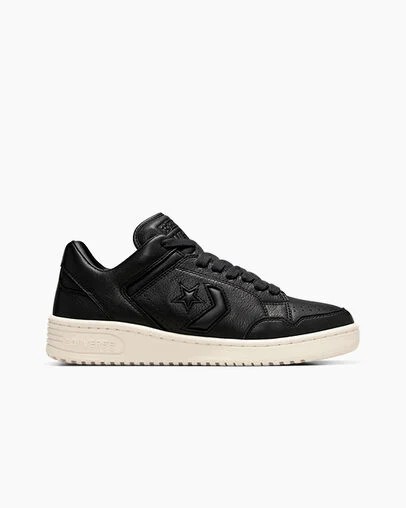 Black / Beige White Converse Weapon Mono Leather Men Basketball Shoes Canada | C-78395029
