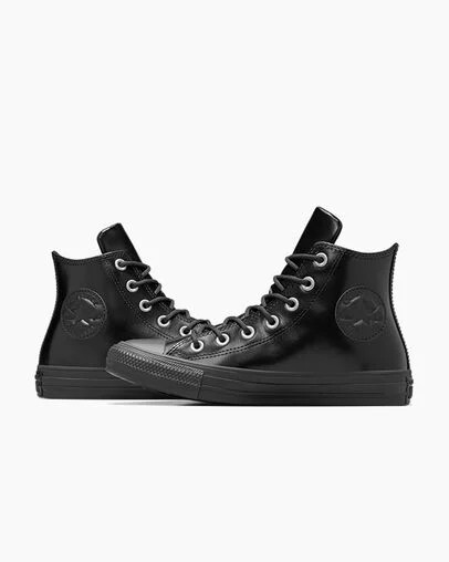Black / Black Converse Chuck Taylor All Star Leather Women Sneakers Canada | C-06254919