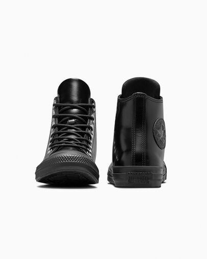 Black / Black Converse Chuck Taylor All Star Leather Women Sneakers Canada | C-06254919
