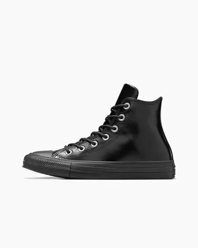 Black / Black Converse Chuck Taylor All Star Leather Women Sneakers Canada | C-79165349