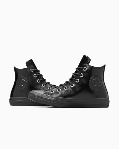 Black / Black Converse Chuck Taylor All Star Leather Women Sneakers Canada | C-79165349