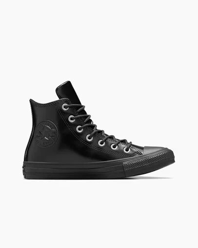 Black / Black Converse Chuck Taylor All Star Leather Women Sneakers Canada | C-79165349