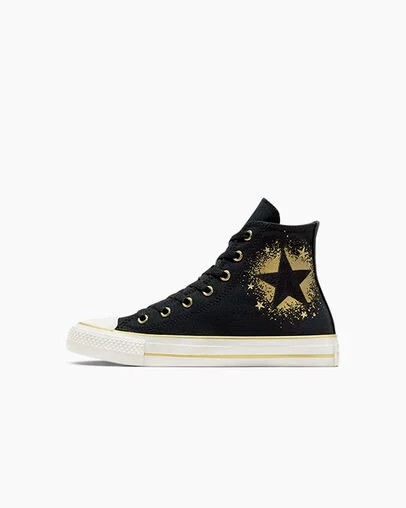 Black / Gold / White Converse Chuck Taylor All Star Gold Metallic Kids' Sneakers Canada | C-70842169