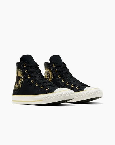 Black / Gold / White Converse Chuck Taylor All Star Gold Metallic Kids' Sneakers Canada | C-70842169